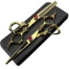 Ciseaux pour Animaux de Compagnie 6 Pouces Ciseaux pour Cheveux Professionnels Japon 440c Gold High Hardness Salon Ciseaux po