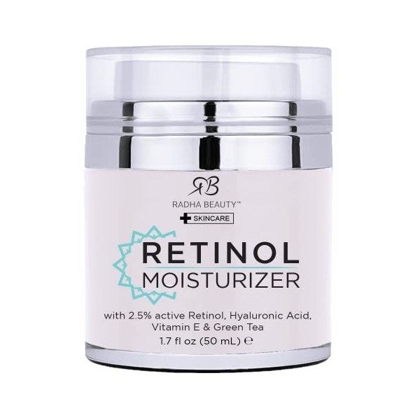 Radha Beauty Hydratant miraculeux au rétinol pour le visage avec rétinol, acide hyaluronique, vitamine E et thé vert le meil ...
