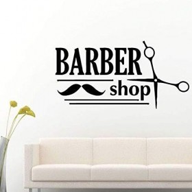 Autocollant Amovible Barber Ciseaux Muse Sticker Mural Beauté Coiffeur Décoration Baber Boutique Logo Mur 57 * 29 cm