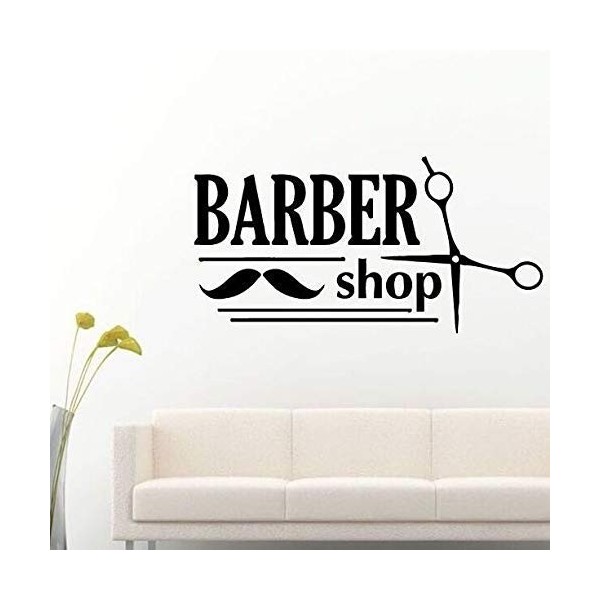 Autocollant Amovible Barber Ciseaux Muse Sticker Mural Beauté Coiffeur Décoration Baber Boutique Logo Mur 57 * 29 cm