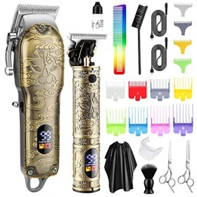 Zesuti Tondeuse à cheveux avec tondeuse à barbe pour homme, tondeuse professionnelle sans fil, sans écart, avec lame en T, ki