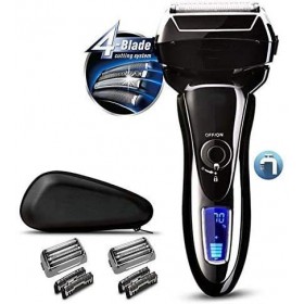 SMSOM Rasoir électrique pour Hommes, Rasoir électrique, Rechargeable, Humide et Sec, Professionnel 4 Lames de Lame