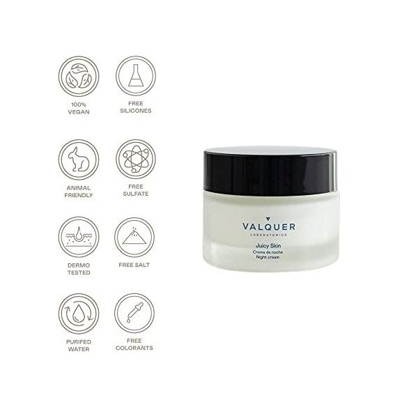 Crème de nuit hydratante pour le visage des Laboratoires Valquer. A leau de bambou et à lacide hyaluronique. Hyper hydratan C...