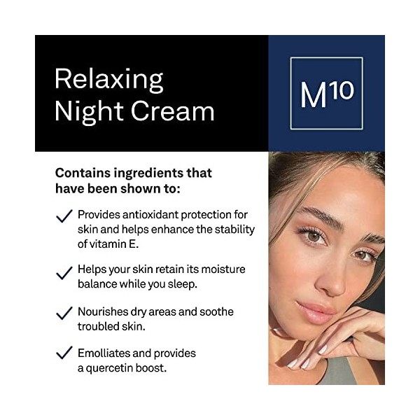 Crème Nuit Relaxante Facetheory M10 à base dAcide Hyaluronique, Vitamines C & E & Huile dArgan | Anti-âge, réduit rides & r