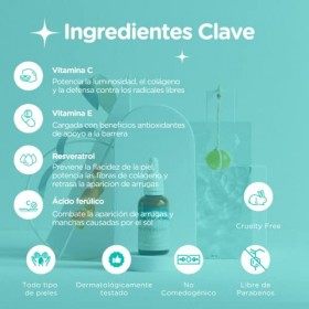 Sérum Visage Vitamine C, Vitamine E Resvératrol Acide Férulique Anti-tâches Anti-rides Hydratant Illuminateur Soin Toutes Pea...