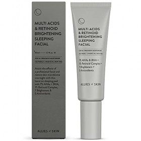 Allies of Skin Multi Acids & Retinoid Brightening Sleeping Facial:Glycolic + Lactic + Salicylic Acid.Hyaluronic Acid,Niacinam...