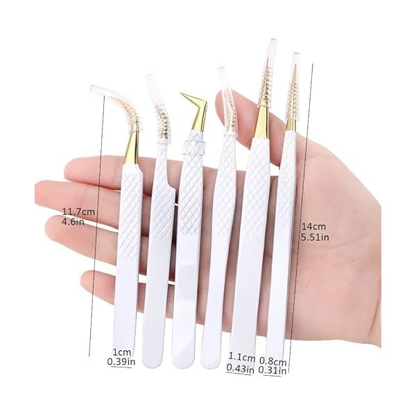 Pincettes pour extension de cils sourcils ensemble en acier inoxydable pincettes de précision beauté outils de maquillage