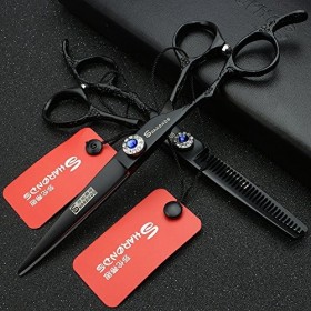 Ciseaux pour Animaux de Compagnie 6"Professional Left Hand Hair Ciseaux Set Fine Pattern Hair Trim Tool 440c Stainless Steel ...