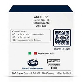 Matt Age Activ Crème Visage Restructurant Anti Age Notte - Acide Hyaluronique 3P - Redresseur et Lissage, Hydratation Profond...