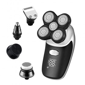 Rasoir électrique 5 en 1 multifonction pour homme, kit de rasage électrique humide et sec pour homme Rechargeable Barbe, Nez 
