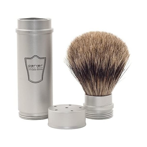 Parker Kit de rasage de voyage – Comprend un sac de voyage Dopp, un rasoir, un blaireau et un savon de rasage