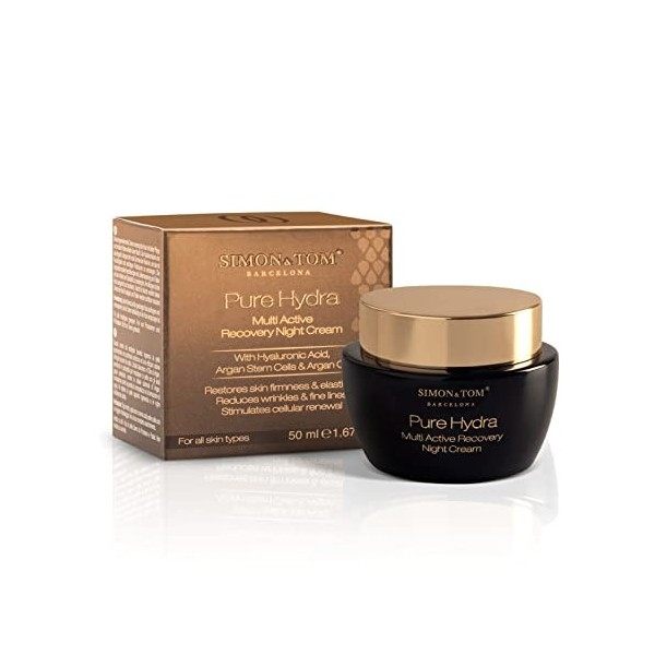 Simon&Tom - Pure Hydra - Crème Visage Nuit - Anti-âge et Raffermissante - Acide Hyaluronique - Cellules Souches de Pomme et A...