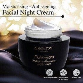 Simon&Tom - Pure Hydra - Crème Visage Nuit - Anti-âge et Raffermissante - Acide Hyaluronique - Cellules Souches de Pomme et A...