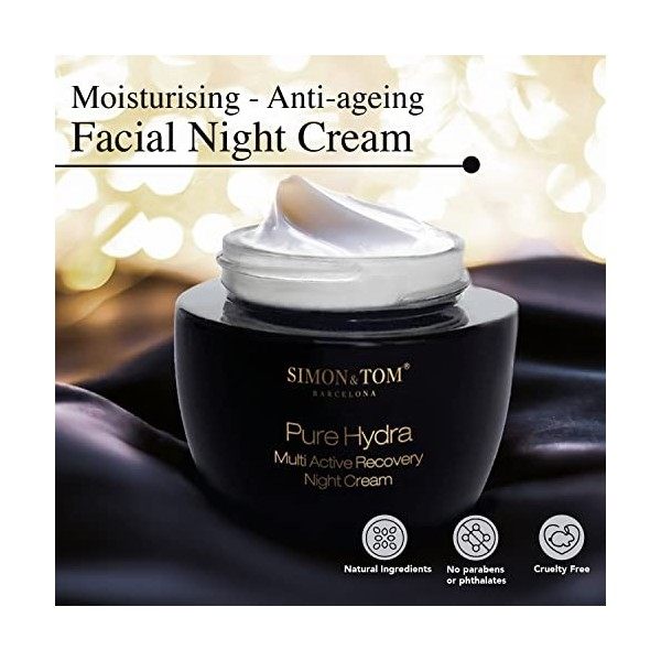 Simon&Tom - Pure Hydra - Crème Visage Nuit - Anti-âge et Raffermissante - Acide Hyaluronique - Cellules Souches de Pomme et A...