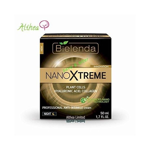 Nano Xtreme, Crème visage anti-rides de nuit Acide hyaluronique, Pro-Rétinol, Bielenda