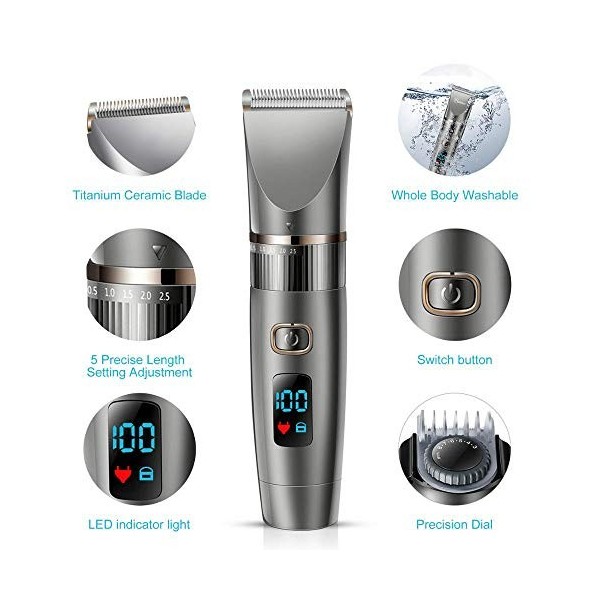 SHDJOOPS Professional Hair Clipper Tondeuse à Cheveux étanche Ensemble de beauté pour Hommes