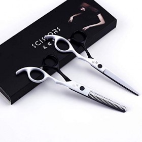 Ensemble de Coupe de Cheveux Professionnel avec Ciseaux de barbier - 15,2 cm - 1 ciseau à Cheveux à Bord Droit, 1 cisaille à ...