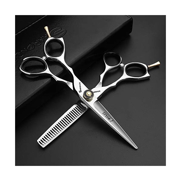 HAOTING Ciseaux de Coupe de Cheveux 6"Ciseaux de Coiffure Ensemble de Ciseaux de Coiffure Main Gauche, ajusteur de Peigne de 