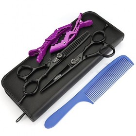 Ciseaux pour Animaux de Compagnie Ciseaux de Coiffure Professionnels 5,5 Pouces et 6 Pouces, Noir foncé + boîtier 5,5 Pouces