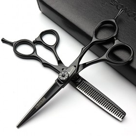 Ciseaux pour Animaux de Compagnie Ciseaux de Coiffure Professionnels 5,5 Pouces et 6 Pouces, Noir foncé + boîtier 5,5 Pouces ...