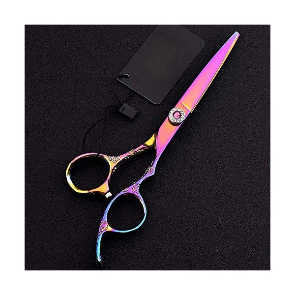 6.0"Japon 440c Ciseaux de Coupe de Coiffeur Violet Dragon Cheveux cisailles avec poignée Maya pour Salon de Coiffure, FlatCut