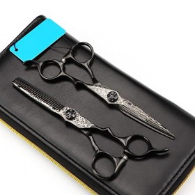 Ciseaux de coupe de cheveux, ensemble de ciseaux à cheveux professionnels en acier inoxydable ese 440C de 6 pouces, ensemble ...