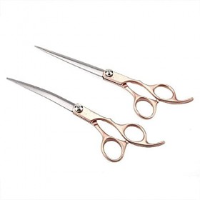 Ciseaux de coupe de cheveux, coupe de cheveux 6 pièces/ensemble poignée en or toilettage professionnel pour animaux de compag