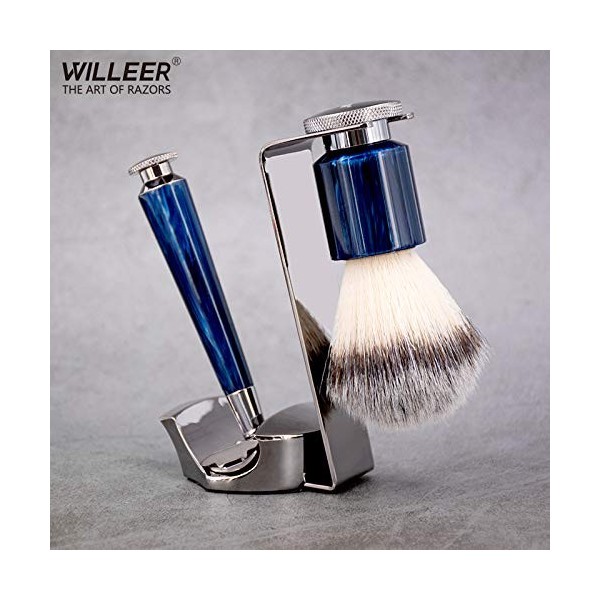 WILLEER Rasoir de barbe pour homme avec manche en résine et coffret cadeau