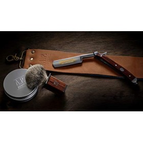 A.P. Donovan - Rasoir traditionnel Coupe Choux Barbe | 7/8 pouce avec manche en bois dacajou | Ensemble de soins de barbe po