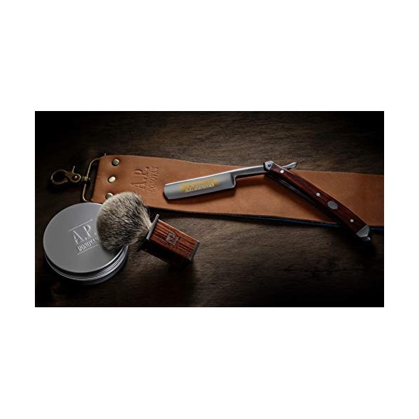 A.P. Donovan - Rasoir traditionnel Coupe Choux Barbe | 7/8 pouce avec manche en bois dacajou | Ensemble de soins de barbe po