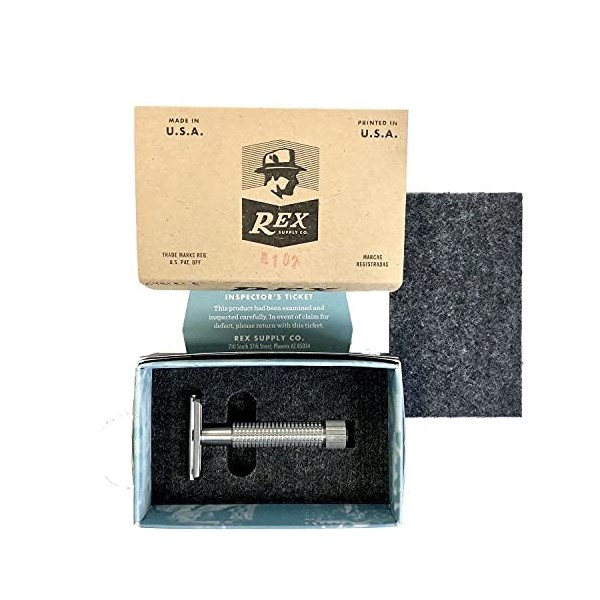 Rex Supply Company, Rex Envoy Rasoir de sécurité en acier inoxydable 3 pièces à double tranchant, fabriqué à la main aux État