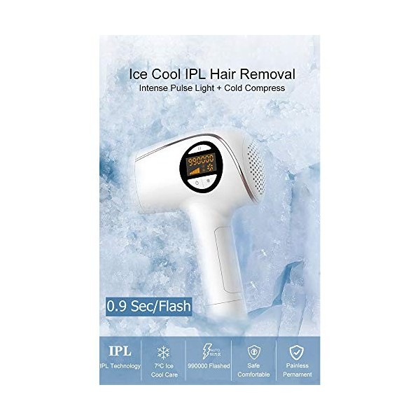 SSCYHT Dispositif dépilation pour Femmes et Hommes IPL Permanent indolore Hair Remover 990,000 Flashs Facial Body Bikini Hom