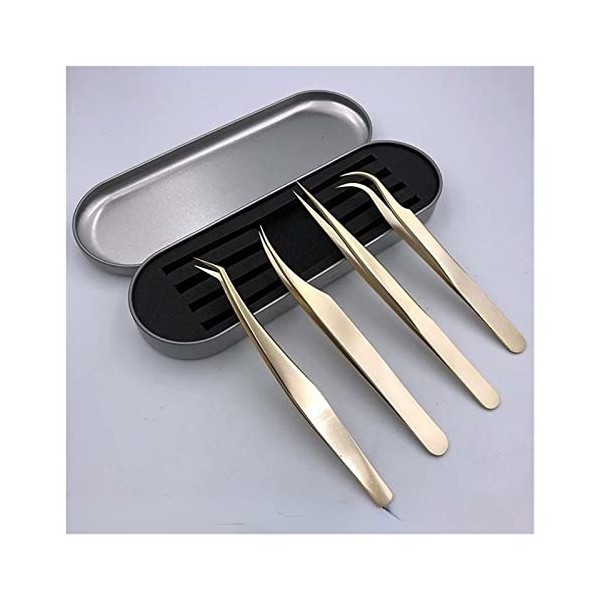 4pcs Set Pince à Cils Faux Cils Extension Pince Pince à Sourcils pour Cheveux Nail Art soudage D, Taille: 4pcs 