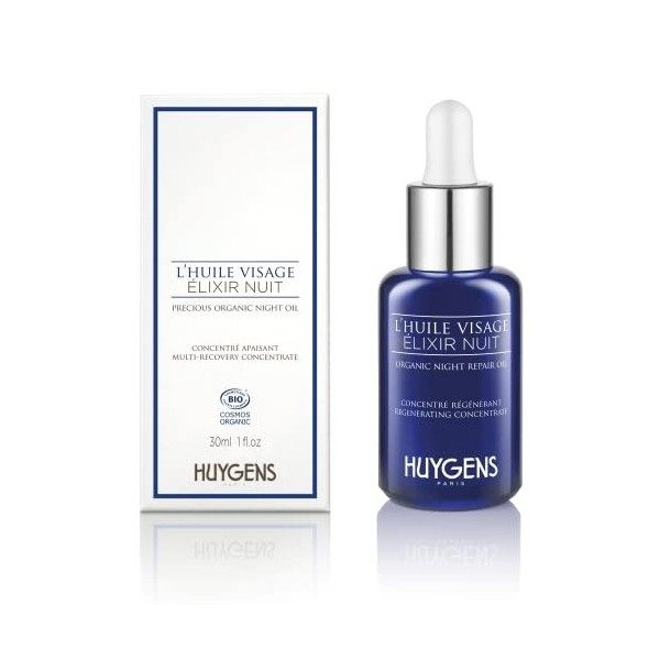 HUYGENS - Huile Visage Elixir Nuit - Sérum Nuit Certifié BIO - 15mL - Concentré Régénérant Perfecteur De Peau - 99% naturelle...