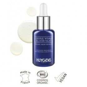 HUYGENS - Huile Visage Elixir Nuit - Sérum Nuit Certifié BIO - 15mL - Concentré Régénérant Perfecteur De Peau - 99% naturelle