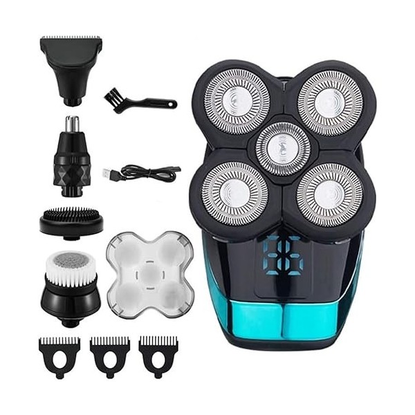 LEONYS Rasoirs électriques for Hommes, 5 en 1 Rasoir électrique Professionnel Rechargeable Rasoir for Hommes Barbe Rasoir Hum