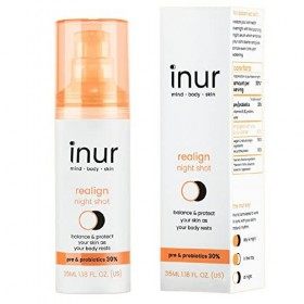 INUR Beauty Realign Sérum de nuit professionnel et prébiotique pour un éclat plus unifié et un ton uniforme, 100 % naturel, v