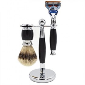 GHQYP Pratique Supports De Brosse De Rasoir pour Hommes, Ensemble De Brosse De Rasage De Cheveux De Blaireau Silvertip De Mod