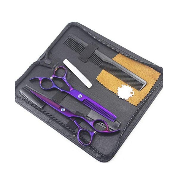 Ciseaux de Coiffure Professionnels Violets, kit de Coupe de Cheveux Outils de Cheveux Ciseaux de Cheveux Ciseaux Droits Aminc