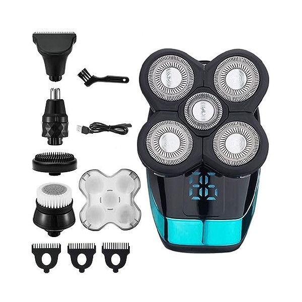 Rasoir électrique pour homme, rasoir électrique professionnel 5 en 1 rechargeable pour homme, rasoir à barbe humide et sec, d