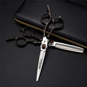 Set de Ciseaux de Coiffure Professionnels, de 6,0"Ciseaux de poignée débène, avec des Accessoires de Coupe en Cuir, Vif et D