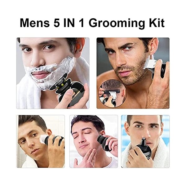 SMSOM Razor électrique pour hommes - 5 sur 1 Shavers pour hommes - Kit de toilettage à tête chauve multifonctionnelle - Shave