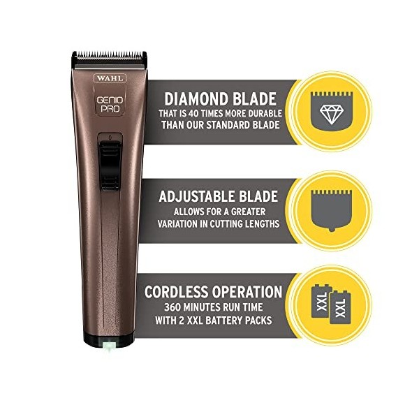 Wahl Genio Pro - Tondeuse à cheveux professionnelle - Kit de coupe professionnel - Tondeuse pour épilation en vrac - Lame dia