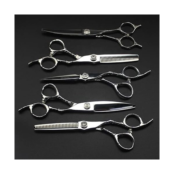 Lot de 5 paires de ciseaux de coupe de cheveux en acier inoxydable SUS 440c 15,2 cm