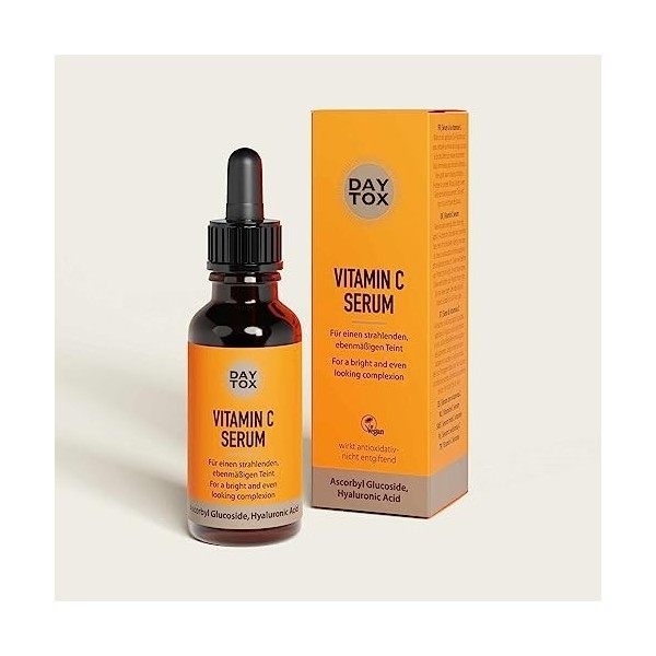 DAYTOX - Vitamin C Serum - Sérum visage concentré de vitamine C effet immédiat pour un teint éclatant - Vegan, sans colorants