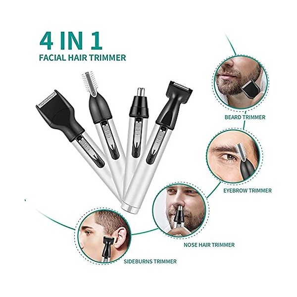 Tondeuse à poils de nez, tondeuse à poils doreilles et de nez rechargeable par USB for hommes Épilateur professionnel indolo