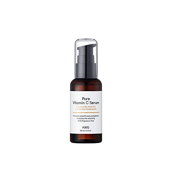 PURITO Sérum à la vitamine C pure 60 ml 2.0 fl.oz, sérum dingrédients naturels, vitamine C, végétalien et sans cruauté, hypo ...