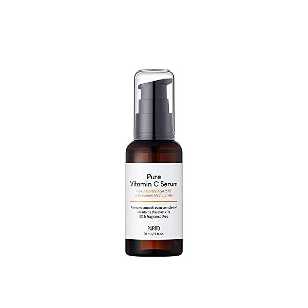 PURITO Sérum à la vitamine C pure 60 ml 2.0 fl.oz, sérum dingrédients naturels, vitamine C, végétalien et sans cruauté, hypo