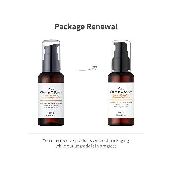 PURITO Sérum à la vitamine C pure 60 ml 2.0 fl.oz, sérum dingrédients naturels, vitamine C, végétalien et sans cruauté, hypo ...