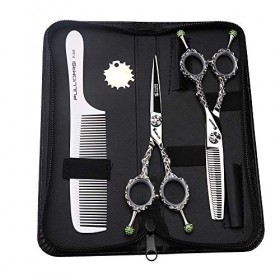 HAOTING Ciseaux De Coupe De Cheveux 6"Ciseaux De Coiffure Argentés Japon 440C Ciseaux De Coiffure Pointus, Ajusteur De Peigne